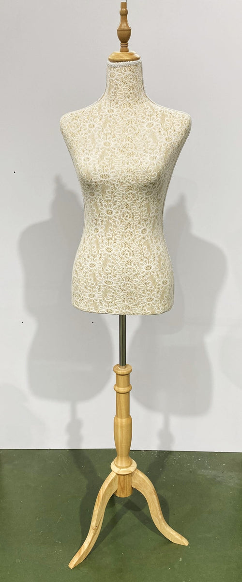 Maniquí Busto de Costura Mujer con Pie Trípode Madera Decoración Funcional  Boho Vintage 160 cm
