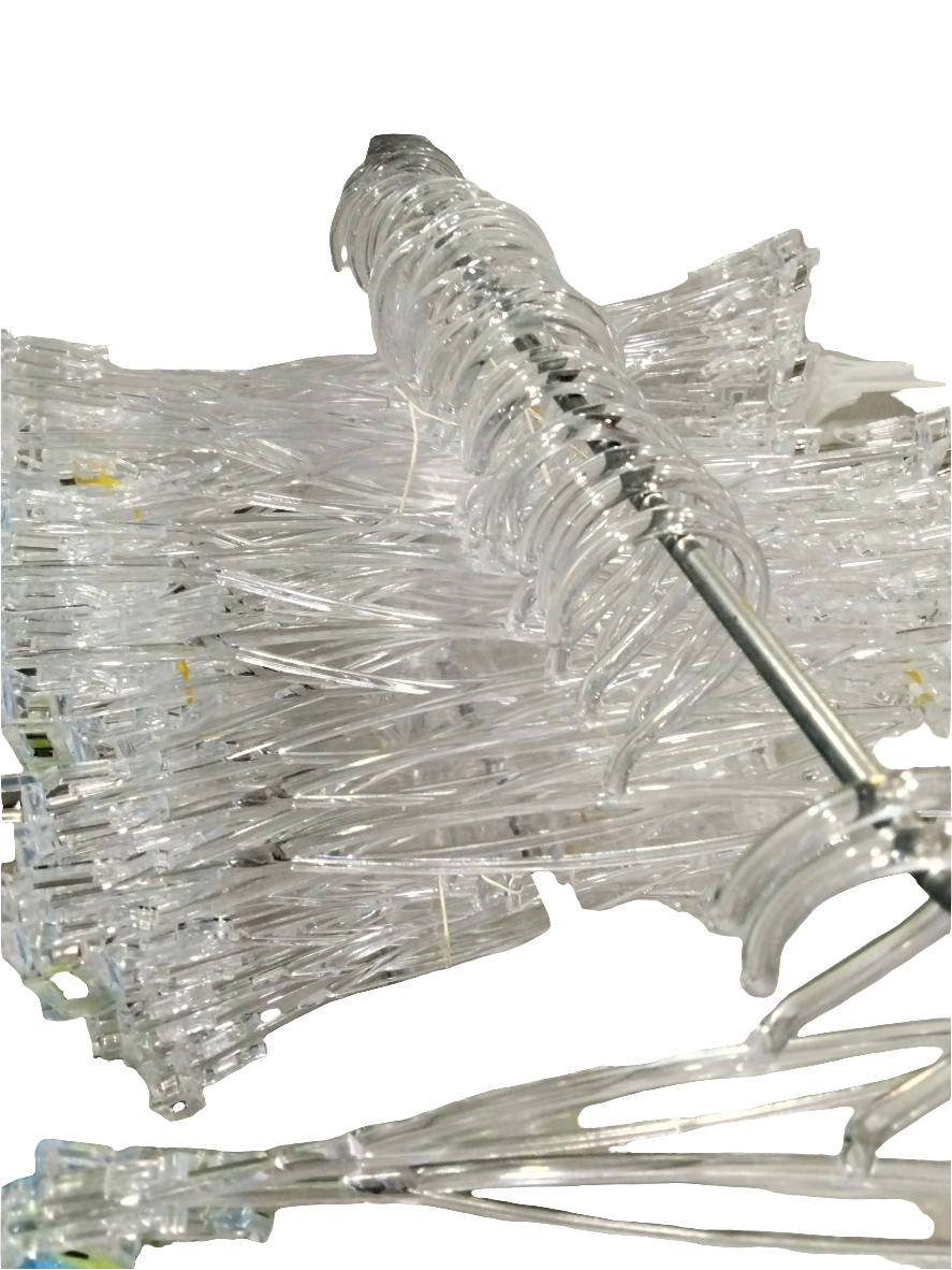 Percha transparente con pinza 10 unidades.
